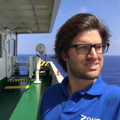 Erick di Gesu on the deck of an offshore vessel